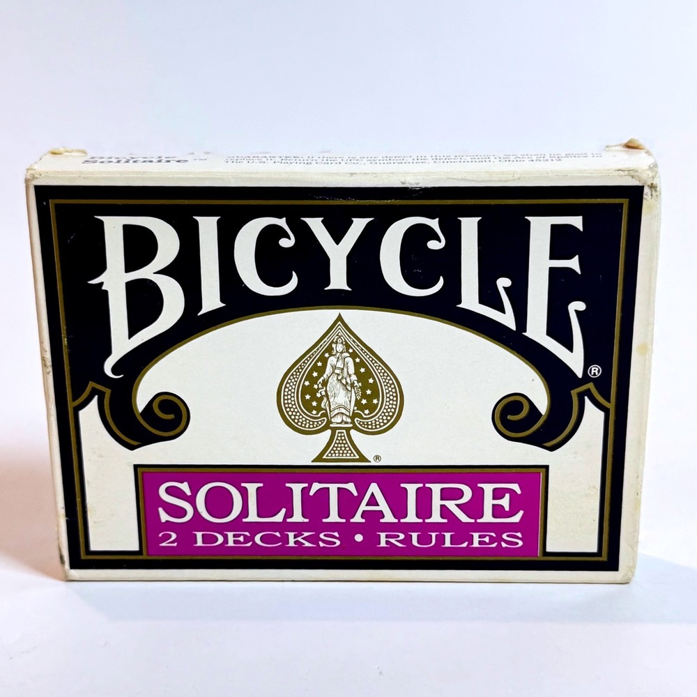 Vintage 1991 Bicycle Solitaire 2 Decks Playing Cards High-Wheel Back USA Sealed